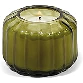 Paddywax Scented Candles Vintage Style Ripple Hand Blown Glass Collection Luxury Artisan Candle, 4.5-Ounce, Green - Secret Garden