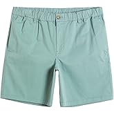 maamgic Men's Classic-fit 7" Cotton Casual Shorts Elastic Waistband with Multi-Pocket Daily Wear Walking Summer Outfit