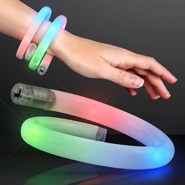 Multicolor Flashing Coil Tube Bracelet - Light Up Novelties