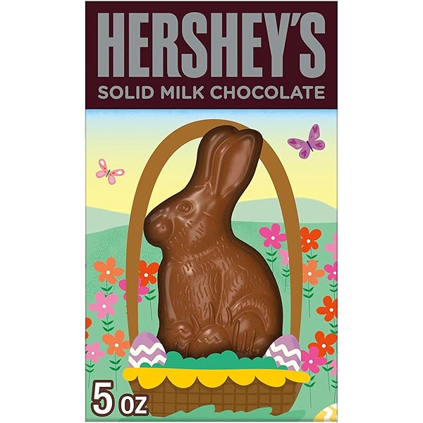 HERSHEY’S SOLID MILK CHOCOLATE BUNNY, EASTER CANDY GIFT BOX, 5 OZ