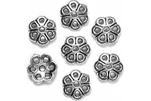HEATHER'S CF Silver Petal Bead Caps Antique Silver Spacer Bead Caps for Bracelet Necklace Earrings Jewelry Making Supplies Findings Fit 10-12mm Round Beads 500Pcs