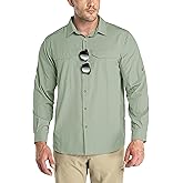 Outdoor Ventures Men's UPF 50+ UV Sun Protection SPF Hiking Shirt Long Sleeve Lightweight Quick Dry for Safari Travel Fishing