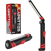 LAIMITTOS Rechargeable Work Light 2500mAh Magnetic LED Work Light Flashlight Mechanic Light Tool for Men Him, Foldable Lamp with Hook for Car Repair Emergency BBQ Grill