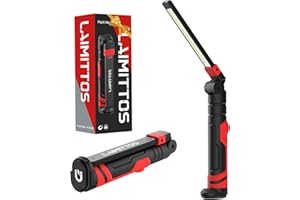 LAIMITTOS Rechargeable Work Light 2500mAh Magnetic LED Work Light Flashlight Mechanic Light Tool for Men Him, Foldable Lamp with Hook for Car Repair Emergency BBQ Grill