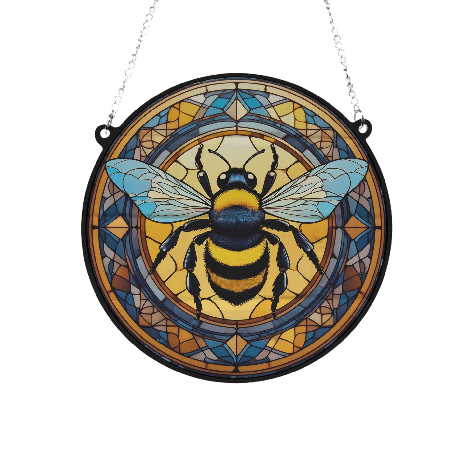 Image Industry Bee Stained Glass Effect Suncatcher - Garden Gift - Bee Gift - Suncatcher (19cm)