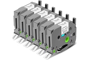 COLORTY Replace for Brother Label Maker Tape TZe-231 12mm 0.47 Laminated White Compatible with P-Touch TZ TZe 1/2" Black on White TZE231 for PT-D220 D210 H110 D200 D400 1280 D610BT Tape Refills, 6-Pack