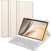 FINTIE Keyboard Case for iPad Air 11-inch M3 (2025) / M2 (2024), iPad Air 5th (2022) / 4th Generation 10.9 Inch - Soft TPU Cover w/Magnetically Detachable Bluetooth Keyboard, Starlight