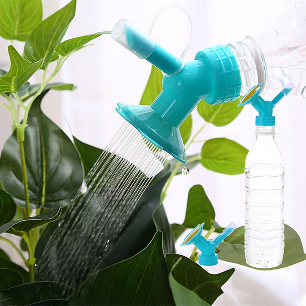 2 In 1 Plastic Sprinkler Nozzle - Bottle Top Nozzle , Garden Watering Shower Gadget , Flower Waterers Bottle Head , Watering Cans Sprinklers Tool , for Vegetables Seed Seedlings Plants , Blue