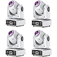 U`King DJ Lights Moving Head 8 Color 8 GOBO Stage Lighting LED Spotlight by DMX and Sound Activated Control for Wedding DJ Disco Parties Church Live Show Bar (White-4 PCS)