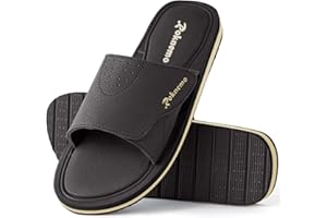 Roknemo Mens Slide Sandals Adjustable Athletic Casual Comfort Lightweight Open Toe Slides Sport Sandals with Memory Foam Soft Cushion Footbed