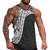 DUOLIFU Men Polynesian Tribal Quick Dry Workout Tank Top Hawaiian Samoan Gym Muscle Tee Bodybuilding Sleeveless Shirt