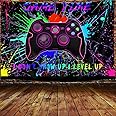 Men'sGaming Tapestry, Gamer Neon Sign Wall Tapestry for Boys Bedroom Retro 80s Video Game Tapestries, Funny Modern Video Game Wall Decor for College Dorm Home Decor, 60X40, Red
