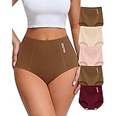 MIOTAN Women's Underwear Cotton High Waisted Briefs 5 Pack, Soft Breathable Full Coverage Ladies Panties S-XXL