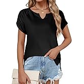 Short Sleeve Shirts for Women, V Neck Summer Tops Loose Fit Casual Tops Trendy Summer Womens Summer Tops Cute Shirts