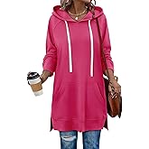 KISSMODA Women Hoodies Dress Long Sweatshirts Dress Raglan Sleeves Oversized Sweatshirts with Pocket 2025 Fall Winter Trendy
