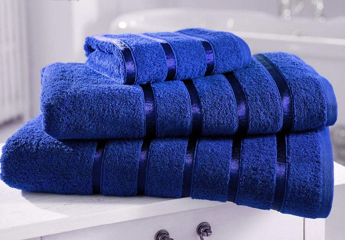 GC GAVENO CAVAILIA Gaveno Cavailia Egyptian Cotton Thick Absorbent 500 GSM Kensington Royal Blue, Pack of 3-Bath Sheet