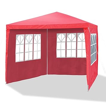 JOM 127136 Gartenpavillon 3 x 3 m, Durchmesser 24/18 mm, inklusive 4 Seitenwände, 3x Fenster, 1x Tür mit Reisverschluss, Mate