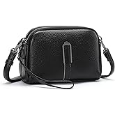 GAEKEAO Crossbody Bags for Women Small Genuine Leather Shoulder Purse Cross Body Bag with Wristlet Top Zipper