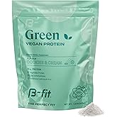 B-FIT B Vegan Pea Protein Powder, Cookies and Cream Flavor, Plant Based Shake, 26g Organic Pure Protein, Sugar-Free and Gluten-Free, 19 Servings, 600g