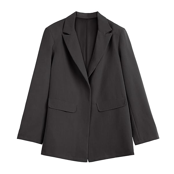 WOMENS WORK CASUAL OVERSIZED BLAZERS LONG SLEEVE OPEN FRONT OFFICE BUSINESS JACKETS DARK GREY