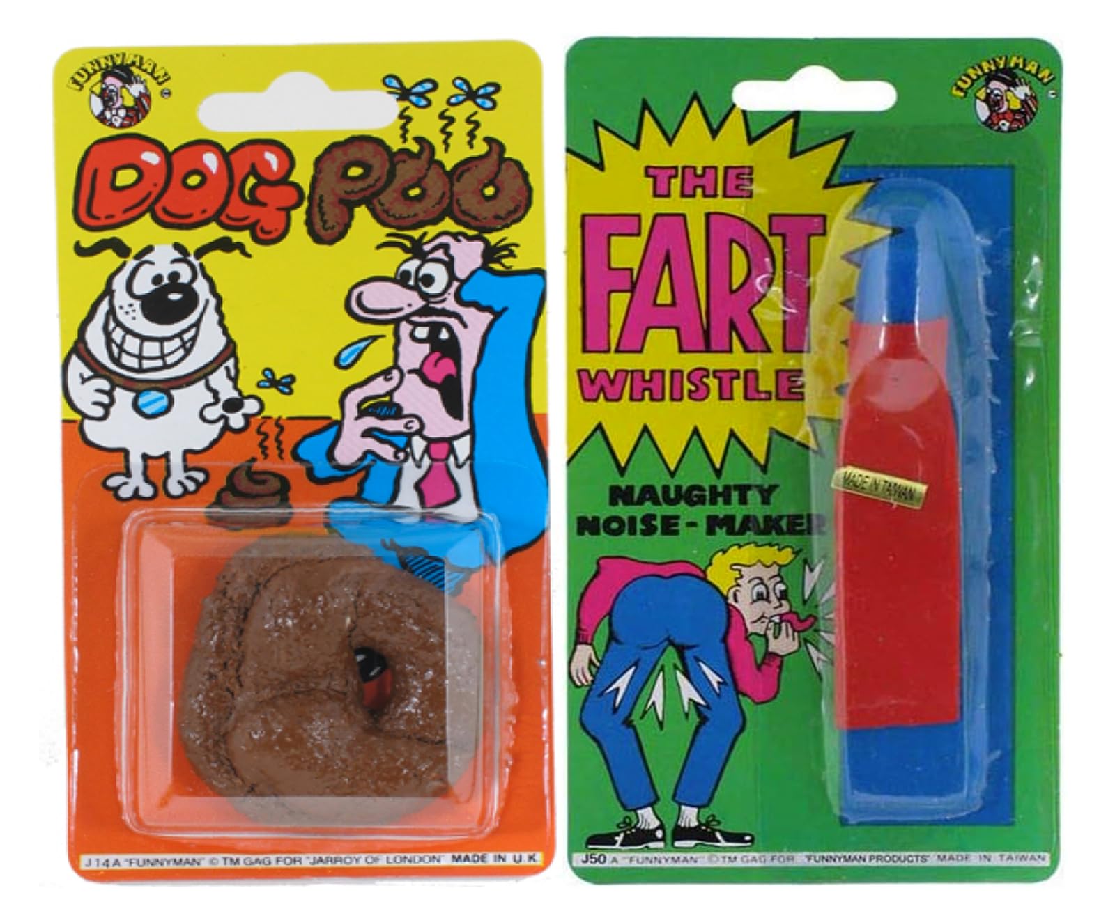 Funnyman Jokes Fart Whistle and Fake Dog Poo 2-in-1 Bundle | Party Bag Fillers for Kids, Stocking Fillers Kids Prank Kit Boys