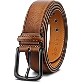 KEMISANT Men Leather Belt 7Holes Adjustable for Jean Casual Dress Golf 1 1/2"-Metal Hole Design-Cut For Fit