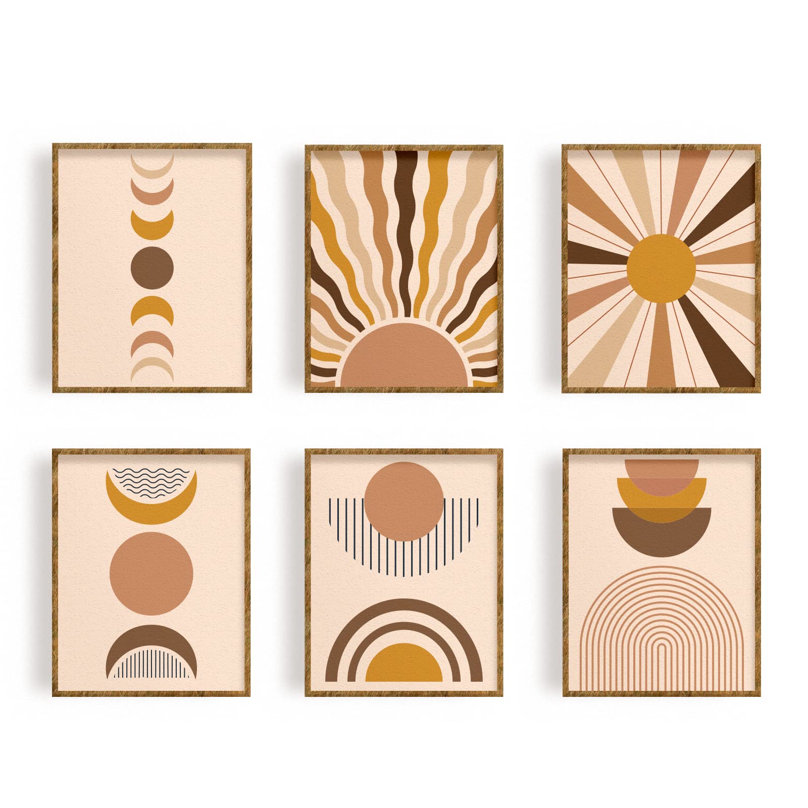 FREEBLOSS 6 Set Sun & Lunar Prints Canvas Wall Art Decor Poster Unframed for Living Room and Bedroom