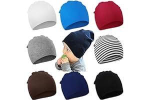 DRESHOW BQUBO 8 Pack Unisex Baby Beanie Hat Infant Toddler Kid Hats Baby Soft Cute Knit Cap Nursery Beanie