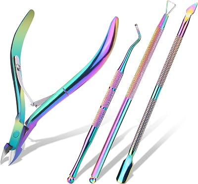 ACWOO 4-in-1 Cuticle Nippers Pusher Nail Remover Set Stainless Steel