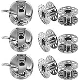 SXDLCX 3 Pieces Bobbin Case with 6 Pieces Sewing Machine Metal Bobbins, Replacement Bobbins for Craft Sewing, Compatible with Brother, Janome, Singer, Toyata, Etc Front Loading 15 Class Machines