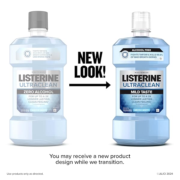 LISTERINE ULTRACLEAN ALCOHOL-FREE TARTAR CONTROL MOUTHWASH, ORAL RINSE FIGHTS STAIN BUILD UP TO HELP KEEP NATURALLY WHITE TEETH, LESS INTENSE ARCTIC MINT FLAVOR, 1L