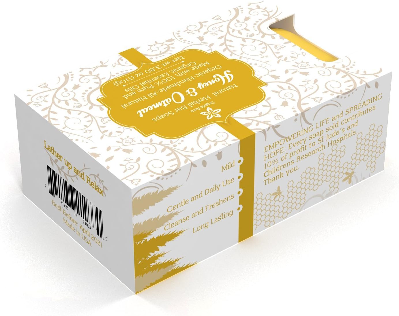 Organic Honey Oatmeal Soap - Organic Aura - 100% All Natural, Aromatherapy Luxury Herbal Bar Soap