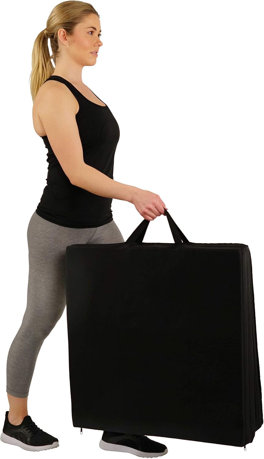 Sunny Health & Fitness Folding Gymnastics Mat - Extra Thick with Carry Handles - for Exercise, Yoga, Fitness, Aerobics, Martial Arts, Gym Mat, Cardio, Tumbling (6 FT x 2 FT) : Gymnastics Mat : Sports & Outdoors