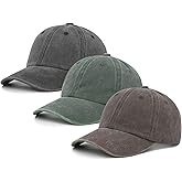 MINYJHZ 3 Packs Washed Plain Baseball Cap, Retro Adjustable Unstructured Cotton Dad Hats Gift for Men/Women