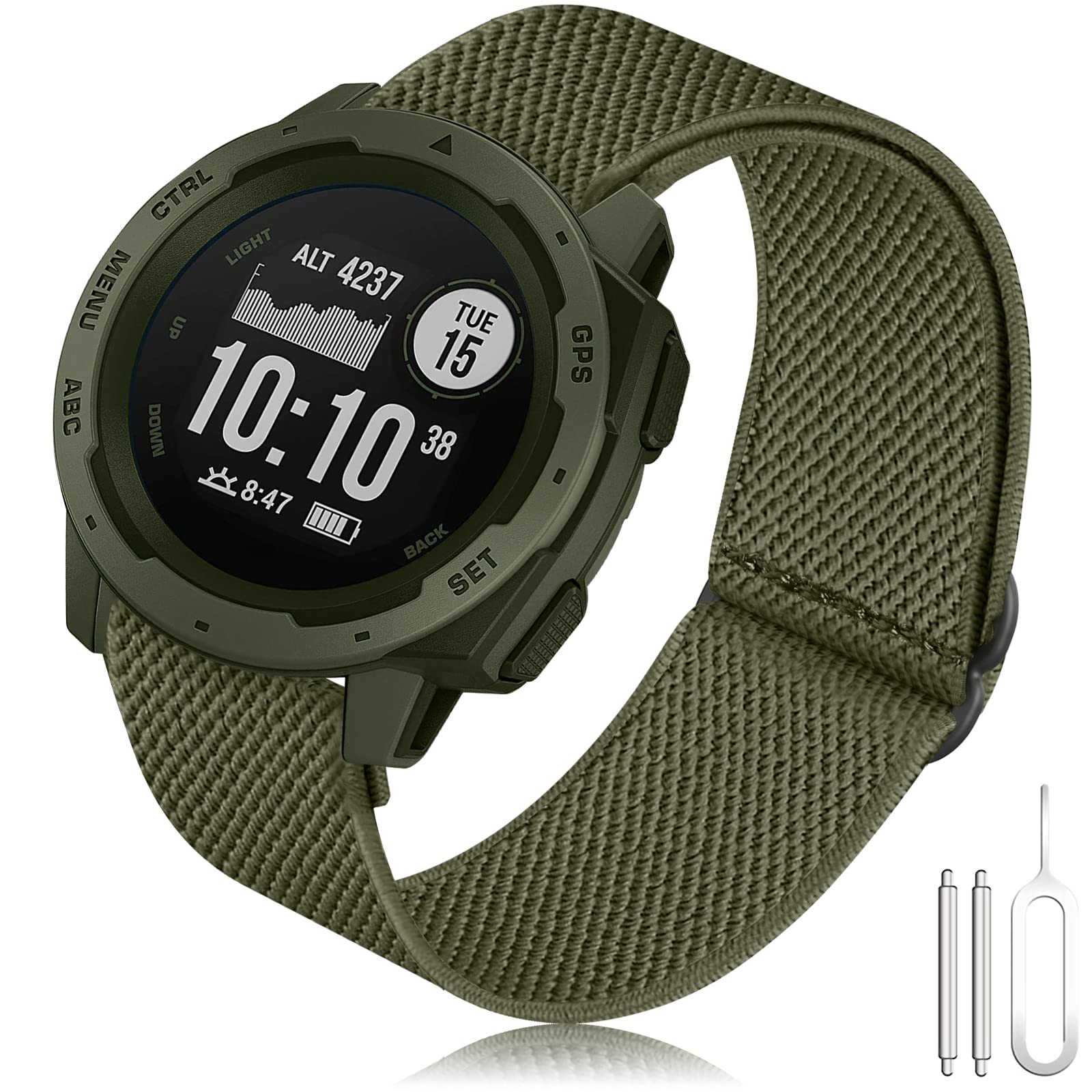 Strap Garmin Instinct Elastic Loop, 22mm Stretchy Nylon Ultra-light Wrist Band Watch Strap for Garmin Instinct 2 Solar/Instinct/Instinct Tactical/Instinct Tide/Instinct Esports/Instinct Solar