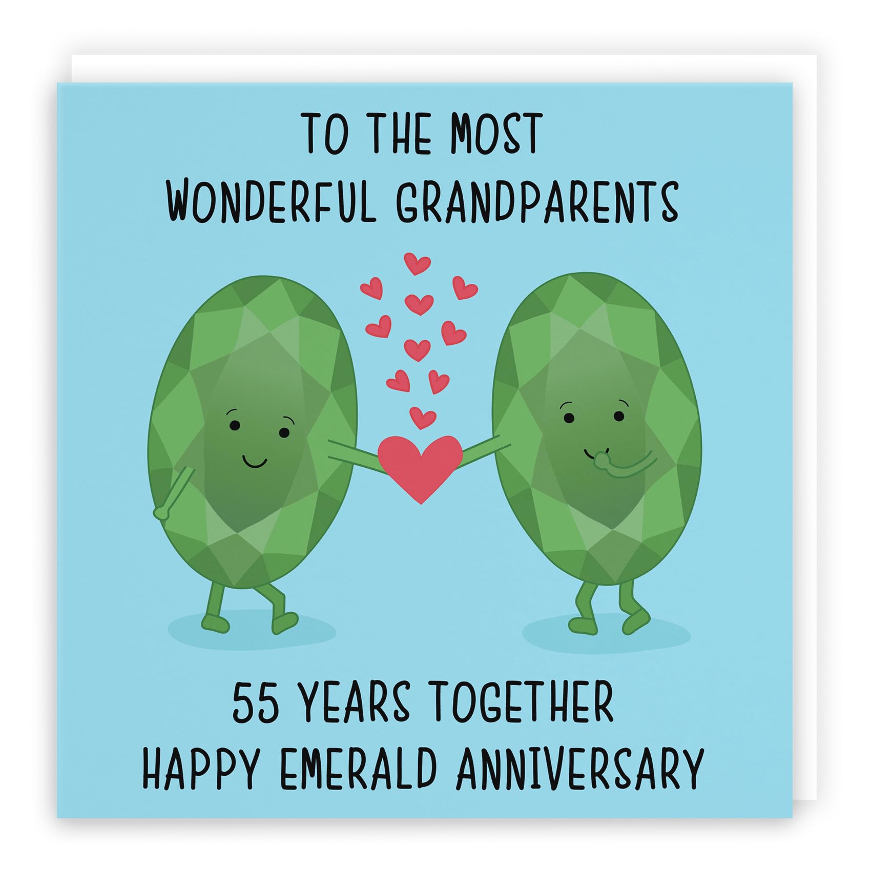 Hunts England - Large Grandparents 55th Anniversary Card - To The Most Wonderful Grandparents - 55 Years Together - Happy Emerald Anniversary - Iconic Collection - Large - 210 x 210 mm
