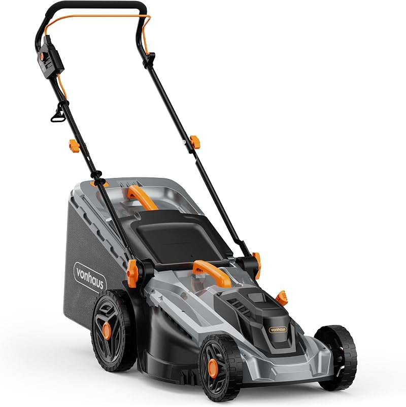 VonHaus 1600W Electric Lawn Mower 42L Bag 380mm Width 10m Cable
