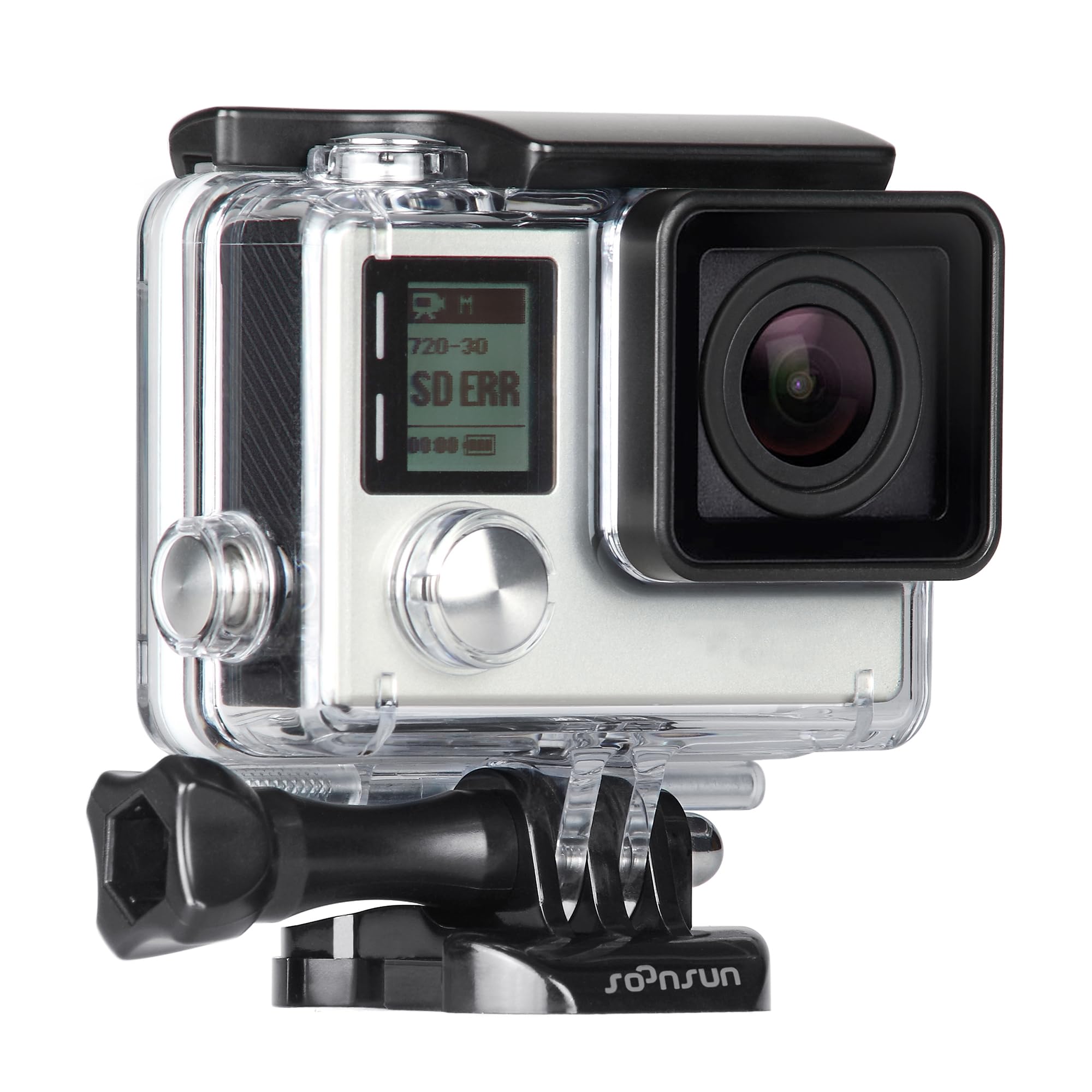 SOONSUN Waterproof Dive Housing Case for GoPro Hero 3/3+ / 4 Black & Silver, 40m 131ft Underwater Protective Case for Scuba Diving & Water Sports