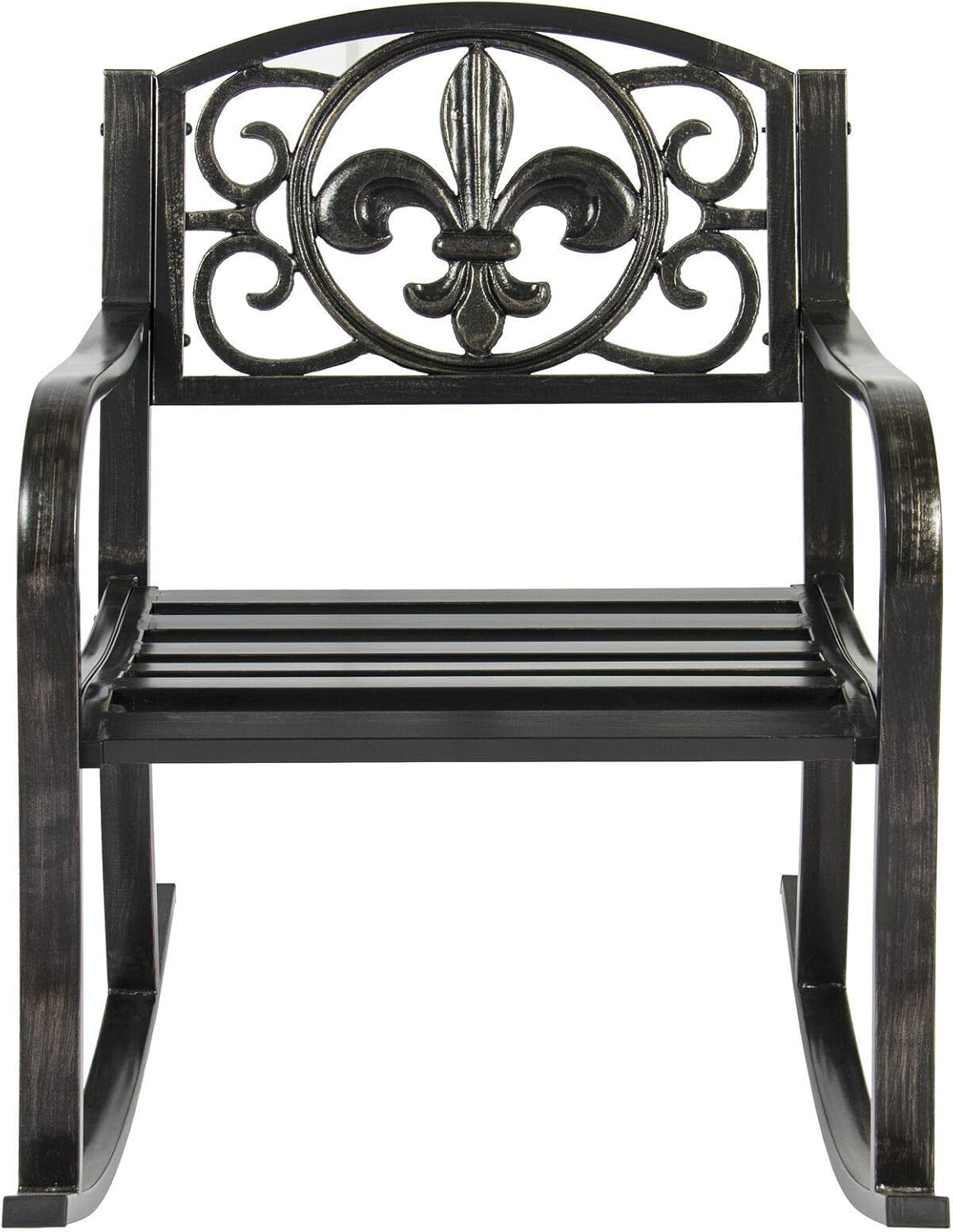 fleur de lis living patio furniture on Amazon Com Kampoojoo Fleur De Lis Outdoor Wrought Iron Metal Fleur De Lis Rocking Chair Bronze Garden Deck Patio Furniture Garden Outdoor