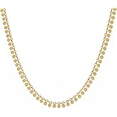 18K Gold Plated Beaded Necklaces for Women Dainty Circle Coin Butterfly Star Drop Cute Tassel Choker Chain Trendy Stainless Steel Jewelry