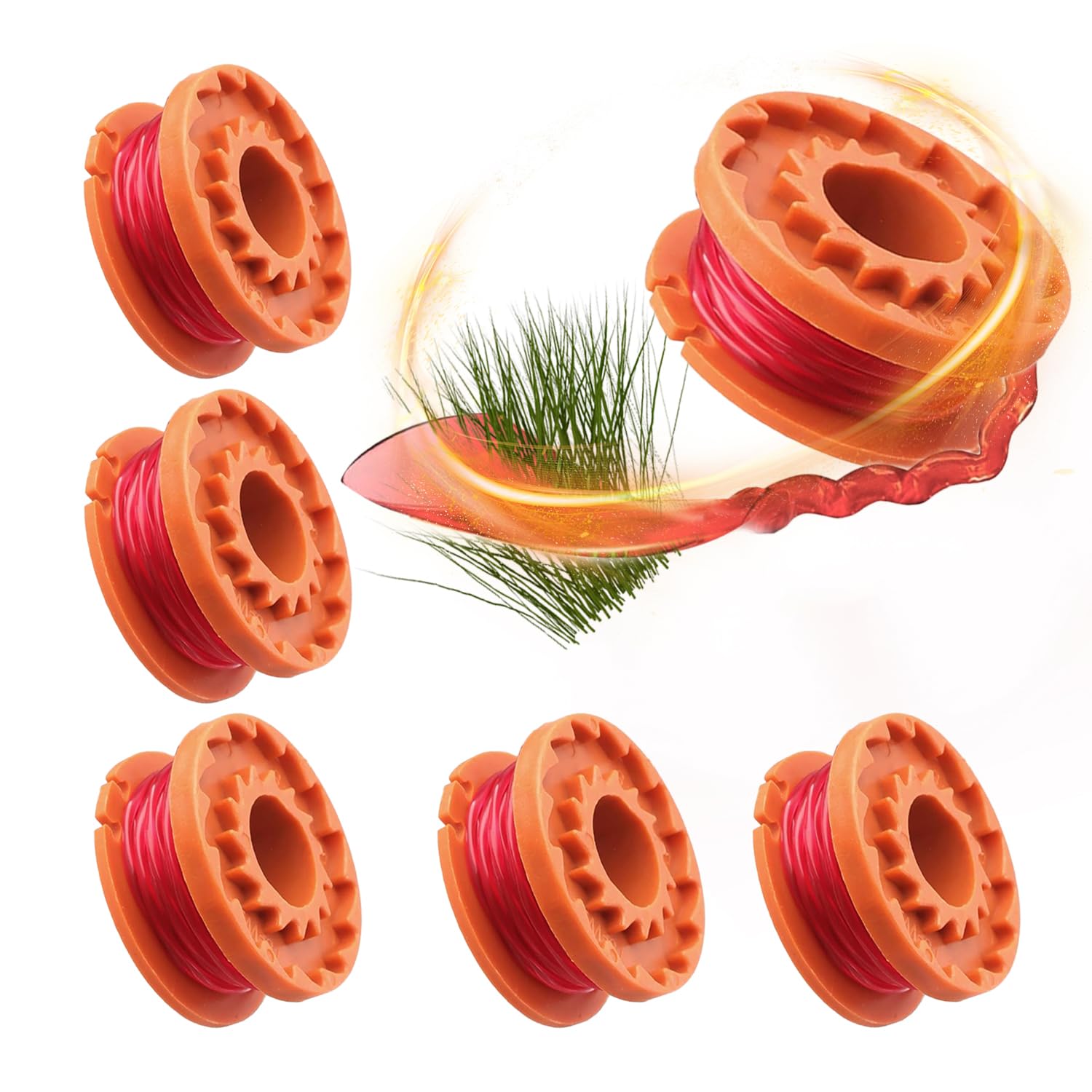 MOLHEM 6 PCS Replacement Trimmer Line Spools - Compatible with Worx WG163E, WG157E, WX150 & McGregor MCT2X1825 CLGT18LG/1 Lawn Mowers