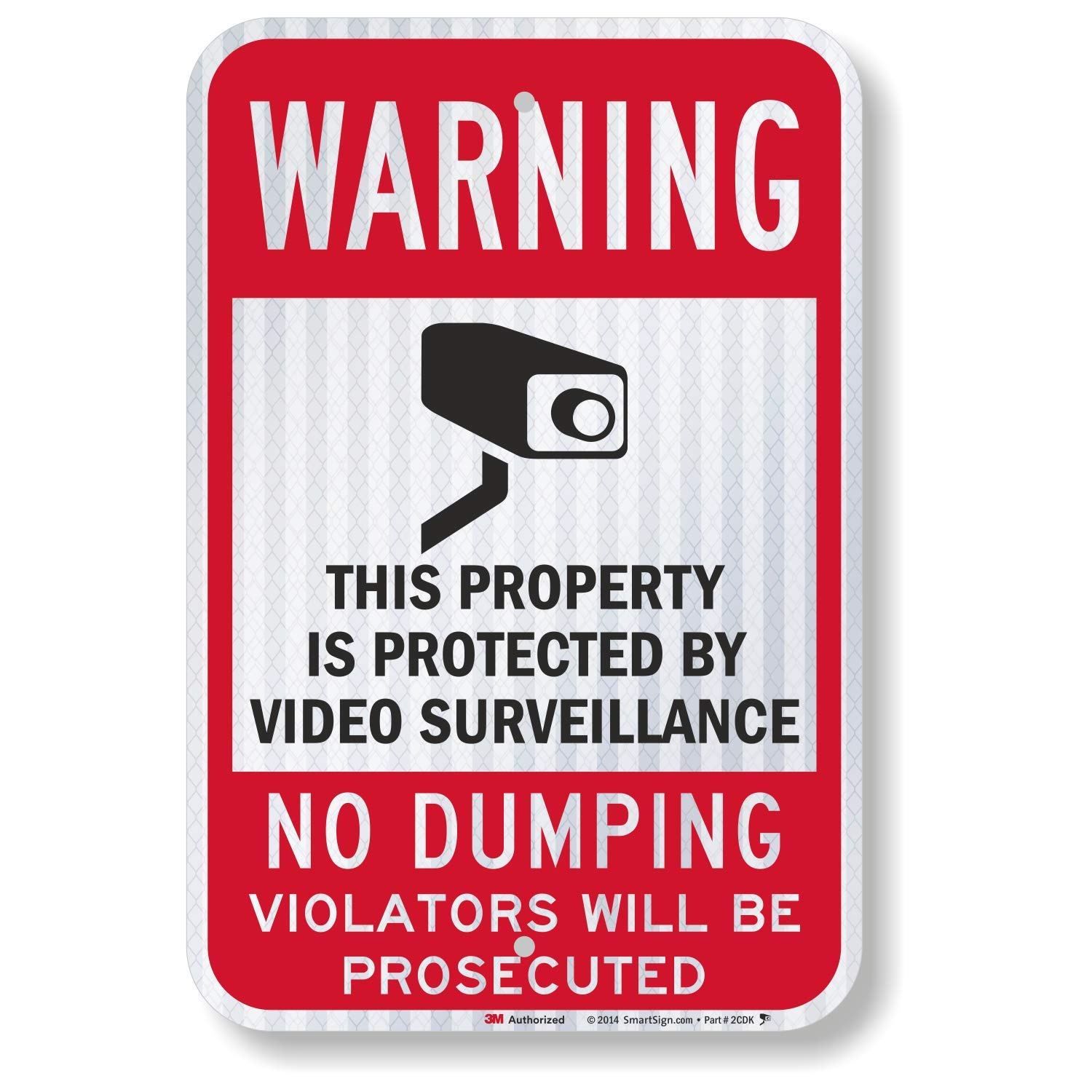 "Warning - Property Protected By Video Surveillance, No Dumping" Sign By SmartSign | 12" x 18" 3M High Intensity Grade Reflective Aluminum