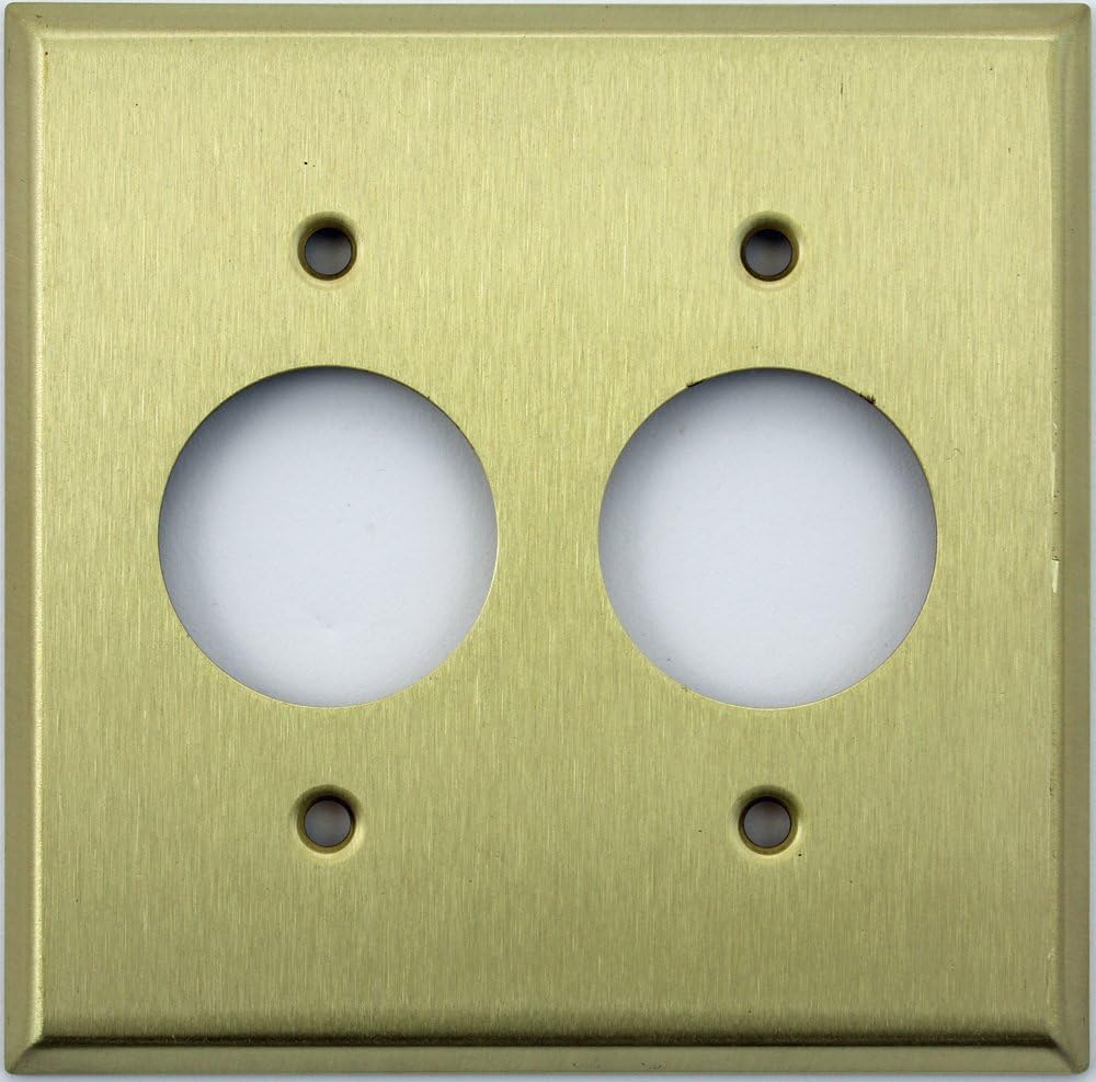 Stamped Satin Brass 2 Gang Two 1 3/8" Circle Openings (Single Round