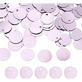 MECCANIXITY Flat Round Sequins, 600Pcs 10mm/0.4 Inch Loose Paillettes Purple-Pink Craft Sewing Sequins with Single Side Hole for DIY, Embroidery Clothing, Jewelry Making
