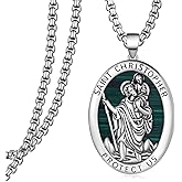St Christopher Necklace 925 Sterling Silver Saint Christopher Pendant Necklace for Men Women Religious Gifts Religious necklace