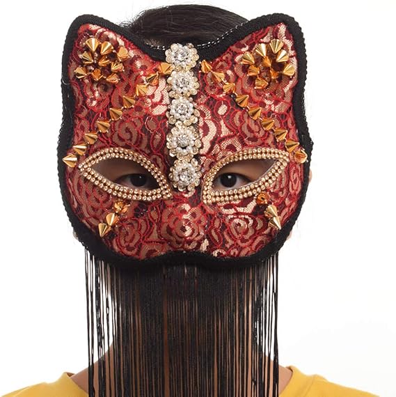 Graceart Steampunk Renard Chat Rivet Visage Masque Avec Gland Amazon Fr Vetements Et Accessoires