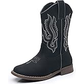 Ahannie Kids Cowboy Boots Boys Girls Square Toe Mid-Calf Cowgirl Western Boots with Side Zipper (Toddler/Little Kid/Big Kid)