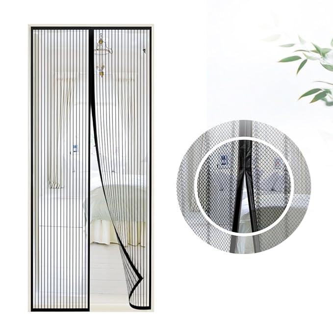 Magnet Fliegengitter Tür Insektenschutz, Samione Fliegenvorhang Moskitonetz 90x210cm Magnetischer Fliegenvorhang für Balkontü