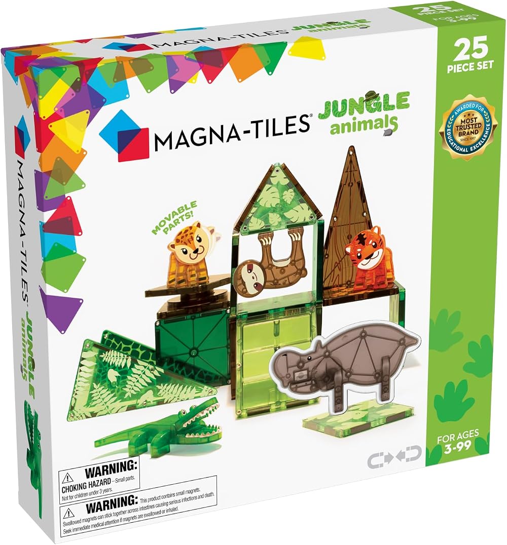 Magna-Tiles Jungle Animals 25-Piece Set - 3D Magnetic Building Tiles