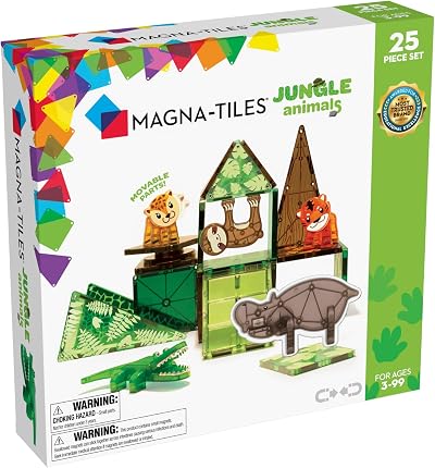 Magna-Tiles Jungle Animals 25-Piece Set - 3D Magnetic Building Tiles